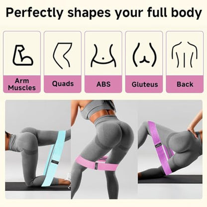 Resistance Bands for Working Out, Fabric Exercise Bands for Legs and Butt, Workout Bands for Women & Men, Booty Band for Yoga Starter Set, Pilates, Rehab, Fitness and Home Workout