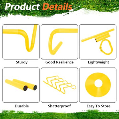 10 Pcs 6" Speed Agility Training Hurdles with 6 Marker Cone Durable Training Hurdle Agility Plyometric All Purpose Speed Hurdle Equipment for Athletes Soccer Basketball Football Practice - color: Yellow