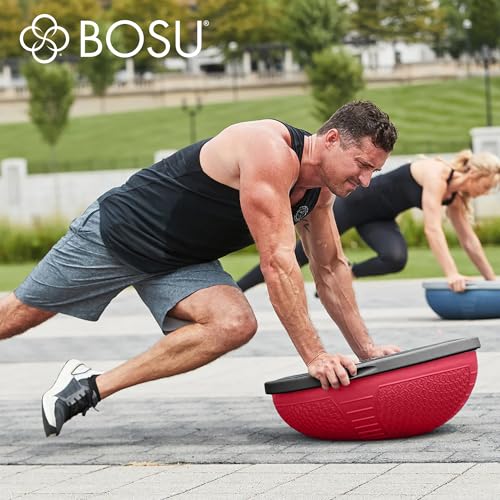BOSU Nexgen Balance Trainer, Half-Ball Training Equipment, 65 cm Diameter, 300 lb Capacity - Burst-Resistant Stability Exercise Tool w/Non-Slip Base, Includes Hand Pump, Commercial-Grade - color: Neon Flare/Black