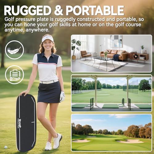 Rocalt Golf Pressure Plate, Golf Weight Shift Board Swing Trainer Aid, Balance Board for Pressure Shift, Tempo, Stability and Consistent Contact, Indoor Outdoor Golf Training Equipment for Men Women