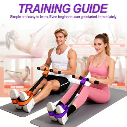 2026 Upgrade Pedal Resistance Bands with Handle - Multifunction Foot Pedal Resistance Band with Training Poster - Fashion Puller Exercise Equipment for Abdomen, Waist, Arm, Core, Leg - 55LBS