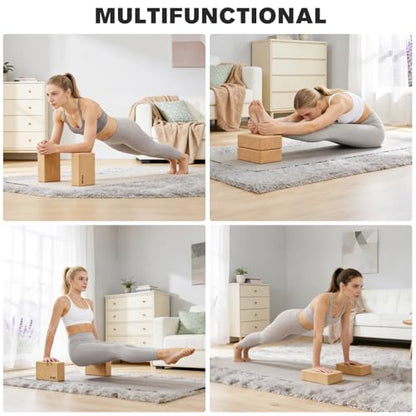 YIGUO 2 Pack Cork Yoga Blocks | Natural Eco-Friendly High Density Non-Slip Yoga Blocks for Women & Men | 9x6x3 Inches for Yoga, Pilates, Stretching - size: Odorless