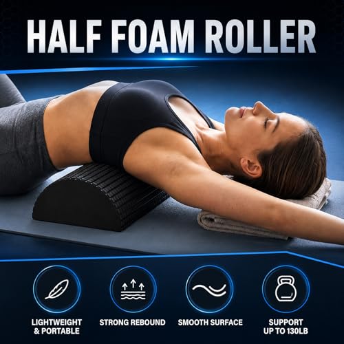 2 Pack High-Density Foam Roller 18 Inches Black Exercise Massage Roller Full Body Athletic Massager for Back Stretching for Exercise and Recovery Self-myofascial Release for Body