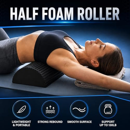 2 Pack High-Density Foam Roller 18 Inches Black Exercise Massage Roller Full Body Athletic Massager for Back Stretching for Exercise and Recovery Self-myofascial Release for Body