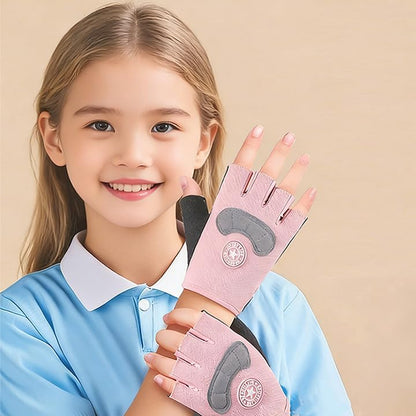 Kids-Fingerless-Cycling-Gloves Non-Slip Exercise Gloves for Youth Girls - color: Circle Pink, size: Medium