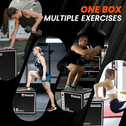 Fitvids Plyo Box, 3-in-1 Foam Plyometric Jump Box, 16”x20”x24” Box Jump for for Home Gym Training Fitness Workout Exercise - color: Black/White