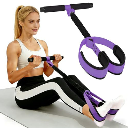 Pedal Resistance Band with Handle, Thickened Latex Tubes & Soft Foot Pedal, Full Body Workout Equipment for Glutes Legs Arms Waist, Pilates Physical Therapy Sit Up Gear for Home Gym - color: Purple;