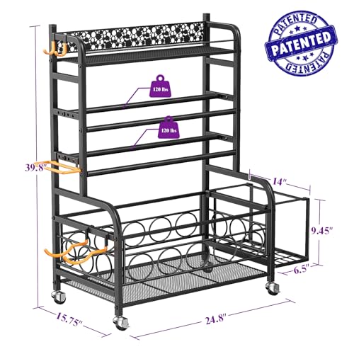 Dumbbell Rack, VOPEAK Adjustable Weight Rack for Home Gym, Home Gym Storage Rack for Yoga Mat Kettlebells and Strength Training Equipment, Weight Storage Rack for Dumbbells with Wheels