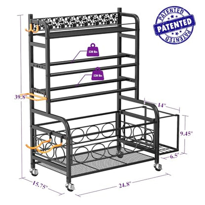 Dumbbell Rack, VOPEAK Adjustable Weight Rack for Home Gym, Home Gym Storage Rack for Yoga Mat Kettlebells and Strength Training Equipment, Weight Storage Rack for Dumbbells with Wheels