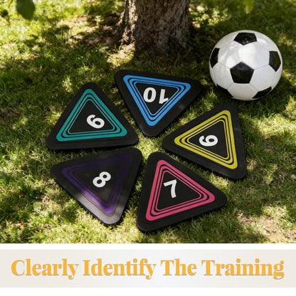 10pcs Spot Dot Markers: Non Slip Agility Spots Marker, 1-10 Number Football Triangle Field Court Dots for Fitness Training Classroom Activity