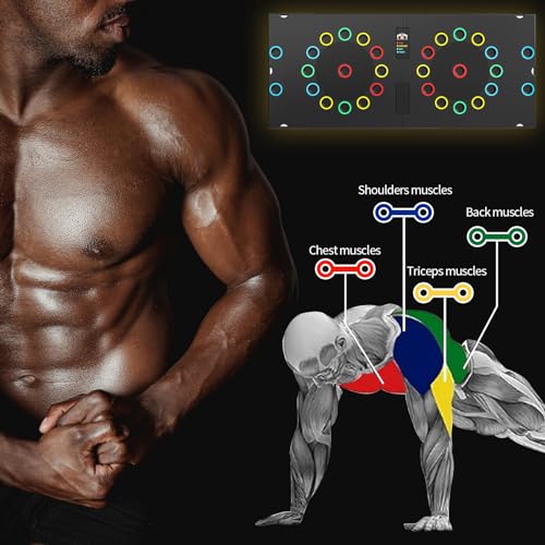 UPREIGN Multi-Functional Push-Up Plate. Portable and Foldable Push-up Board with Handle for Muscle Building and Strength Training - color: Deep Black