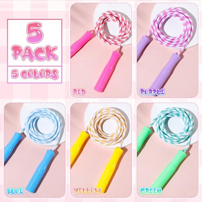 Aoriher 5 Pack Jump Rope Kids Adjustable Nylon Fitness Skipping Ropes