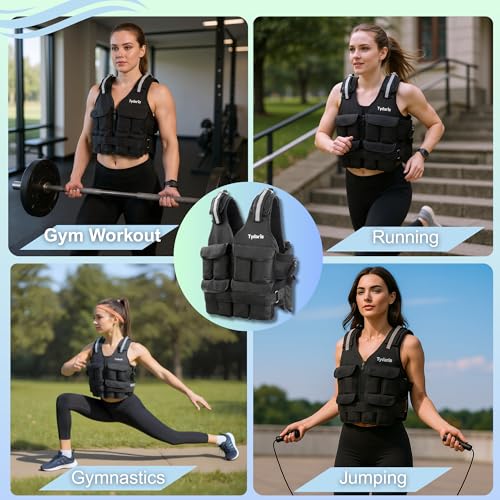 Adjustable Weighted Vest - 2-18lbs/2-42lbs Vest with 16 Ironsand Weights and Large Pocket, Weight Vest for Men and Women Strength Training, Running, Walking