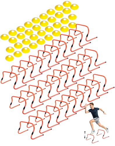 30Pcs Wickets Track and Field, Adjustable Height Speed Training Hurdles, Portable Speed Training Equipment for Kids, Athletes, Basketball, Baseball, Soccer, Football Sports Equipment