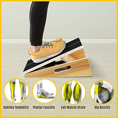 Yes4All Professional Incline Board, Slant Board Calf Stretching, Squat Wedge and Anti-Slip Surface, Portable Side Handle - color: B. 5 Angles - Full Coverage