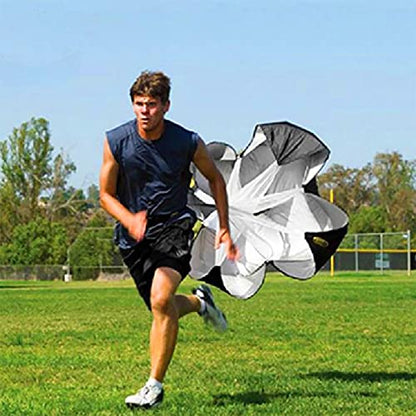 Resistance Parachute 57" Running Power Chute, Resistance Sprint Speed Training Parachute, Athletics Training Tool Equipment with Carrying Pouch(Color:Black) - color: Black