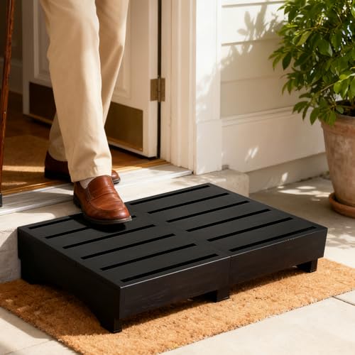 Wood Step Stool, 3.5" Bed Step Platform with Non-Slip Pads | Prefab Wooden Outdoor Steps for Porch, Bathroom & Kitchen | Safety Step for Adults & Elderly