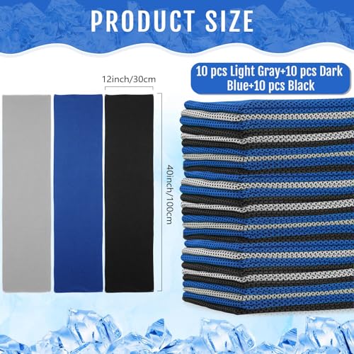 Hosuly 30 Pack Cooling Towels 40"x12" - color: Black, Dark Blue, Light Gray