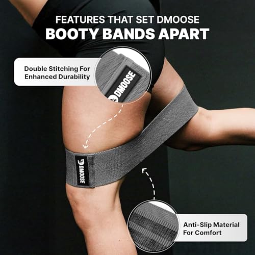 DMoose Fitness Hip Circle Band, Set of 3 Booty Bands for Women & Men, Cloth Resistance Bands to Exercise Butts, Glutes & Legs, Perfect for Yoga, Pilates, Strength Training & Home Gym Workout