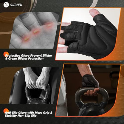 SIMARI Breathable Workout Gloves for Men and Women, Padded Weight Lifting Gloves with Great Grip, Full Palm Protection for Gym Training, Cycling, Weightlifting, Exercise, Crossfit, Climbing