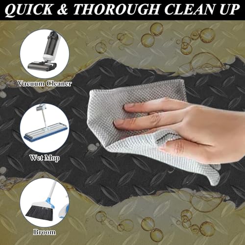 4 x 6 FT Garage Floor Mat, 1.5mm Thick Diamond Plate PVC Garage Flooring, Waterproof Trailer Mat Floor Protection for Home, Gym, Garage, and Vehicles - Black
