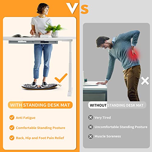 Trobing Standing Desk Mat Balance Board with Rollerball, Wooden Wobble Anti Fatigue Mat Balance Board for Standing Desk, Home Office Non-Slip Comfort Floor Mat to Relieve Foot, Knee, and Back Pain - color: A: Medium Black ( 21 inch ）