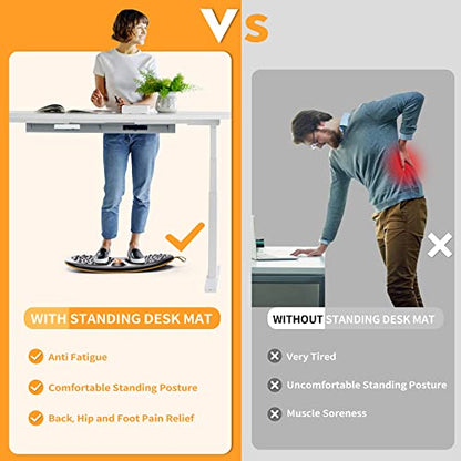 Trobing Standing Desk Mat Balance Board with Rollerball, Wooden Wobble Anti Fatigue Mat Balance Board for Standing Desk, Home Office Non-Slip Comfort Floor Mat to Relieve Foot, Knee, and Back Pain - color: A: Medium Black ( 21 inch ）
