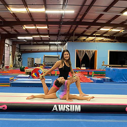 AWSUM Inflatable Gymnastics Mat, Tumble Track Air Mats with Pump - color: Blue/White, size: 13ft*6.6ft*4in(4*2*0.1M)