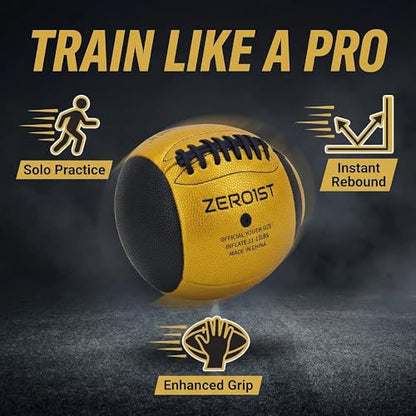 PassCatch Training Football for Youth&Kids(Ages 5-14),Fatherless Bounce Back Size 7 Football Practice Equipment,Solo Passing Catching Training Hand-Eye Coordination (Deflated)