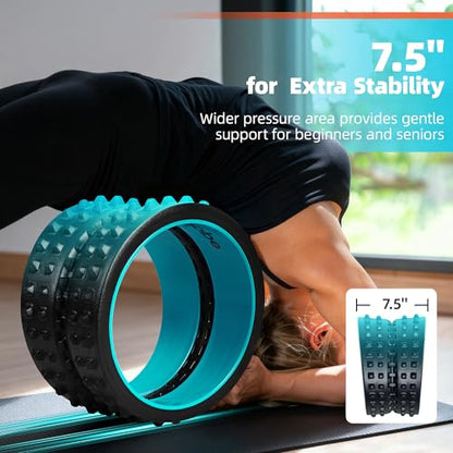 GymCope Back Roller for Back Pain Reliefn & Stretching, Deep Tissue Massage Roller Supports Up to 530 lbs / 240 kg, 5.5''-7.5'' Curved Foam Roller for Home Physical Stretching (Blue, Firm) - size: Firm