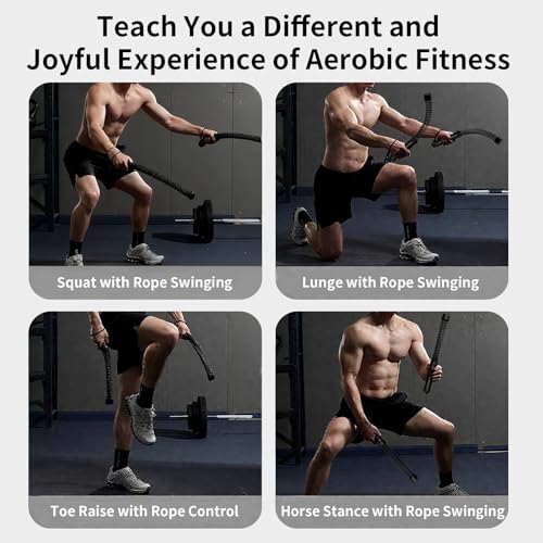 Ropeless Battle Ropes, Battle Ropes for Home Gym, Quiet Portable Outdoor Workout Equipment with Soft-Grip Handles, Heavy Duty Tangle-Free a para Ejercicios for Full Body Cardio HIIT Training