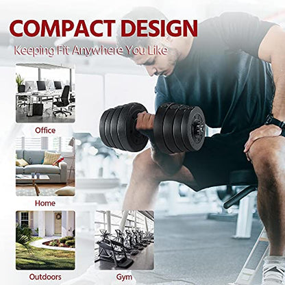 Yaheetech 66LB Weight Dumbbell Set Fitness Adjustable Cap Gym/Home Barbell Plates Body Workout for Women Men Strength Training Black