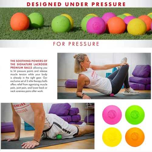 Signature Lacrosse Ball Set - Packs of 2, 4, 8, 12, and 120 - No Chemical Smell Massage Balls, Myofascial Release Tools, Back Roller, Muscle Knot Remover