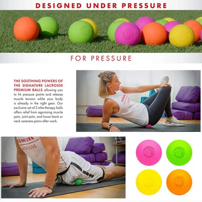 Signature Lacrosse Ball Set - Packs of 2, 4, 8, 12, and 120 - No Chemical Smell Massage Balls, Myofascial Release Tools, Back Roller, Muscle Knot Remover