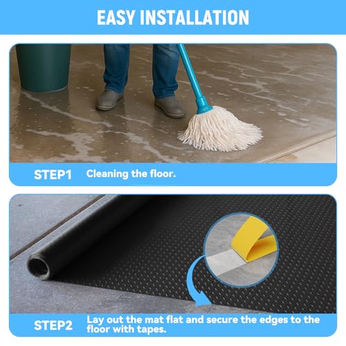 5x10 FT Garage Floor Mat, 2.8mm Thickened Diamond Plate - color: Black, size: 5x10 FT