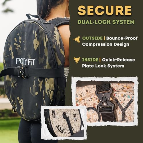 Polyfit PL8 Backpack for Olympic Weight Plates - Weighted Backpack for Strength Training, Rucking, and Gym Workouts - OD GREEN