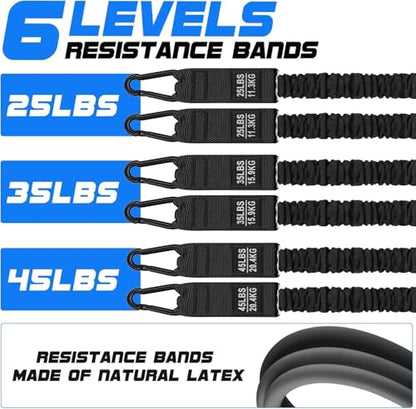 Pilates Bar Kit with Resistance Bands for Working Out, 210lbs Heavy Resistance Bands with Handles, Pilates Equipment with Resistance Band Bar for Men Women, At Home Gym Full Body Workout Equipment