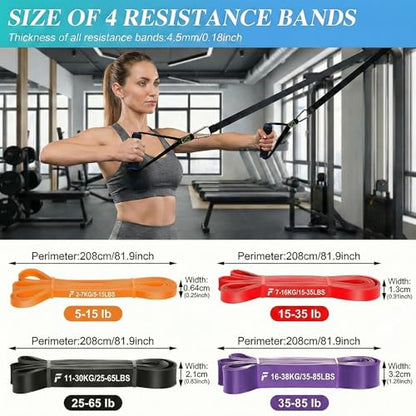 Resistance Bands Set for Working Out, 5 Levels (15-85 lbs) with Handles, Door Anchor, Storage Bag - Latex Fitness Bands for Home Gym, Strength Training, Physical Therapy, Muscle Toning for Men & Women