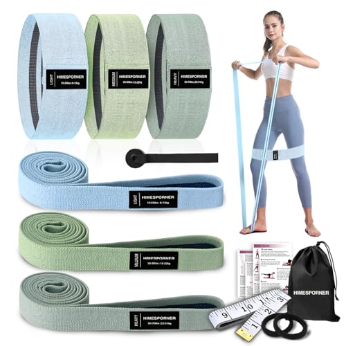 9 PCS Fabric Resistance Bands Set for Working Out, Non-Slip Exercise Booty Bands for Women & Men Leg and Glutes with Hair Ties and Tape Measure - for Home Gym Workout, Yoga, Pilates
