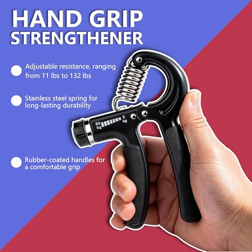 Hand Grip Strength Trainer Kit, 5 Pack Forearm Gripper Strengthener Adjustable Resistance, Hand Strengthening Devices