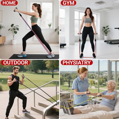 READAEER Resistance Bands, 10-150 LBS Exercise Bands with Handles, Ankle Straps & Door Anchor, Adjustable Workout Bands for Full Body Strength Training, Home, Gym & Travel - size: 10-150LBS