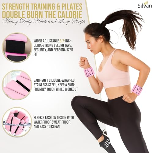 Adjustable Wrist & Ankle Weights for Women & Men, 2 Pieces, 1 lb Each (2 lbs Total), Weighted Bangles for Walking, Running, Yoga, Pilates, Barre, Cardio & Home Workouts