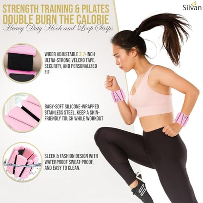 Adjustable Wrist & Ankle Weights for Women & Men, 2 Pieces, 1 lb Each (2 lbs Total), Weighted Bangles for Walking, Running, Yoga, Pilates, Barre, Cardio & Home Workouts