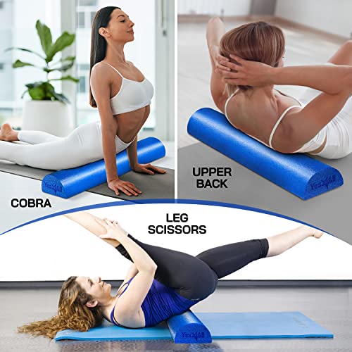 Yes4All Medium Firm Half Foam Rollers for Post-Workout Relaxation, 12/18/24/36 inch PE Foam Roll for Back Massage & Yoga Exercise - color: Half Blue, style: 24-inch