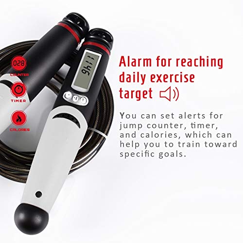 Jump Rope Digital Counter for Indoor/Outdoor Fitness Training Boxing Adjustable Calorie Skipping Workout for Women,Men