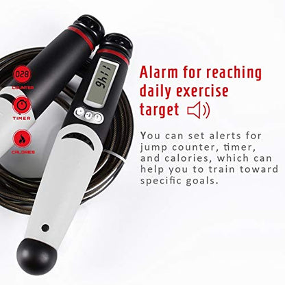 Jump Rope Digital Counter for Indoor/Outdoor Fitness Training Boxing Adjustable Calorie Skipping Workout for Women,Men