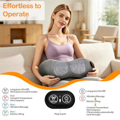 Smooth Spine Triple Fusion Back Massager with Heat - Sciatica Pain Relief & Spine Decompression Device, Deep Tissue Massager for Lower Back Pain, Office Chair and Home Use for Chronic Sufferers