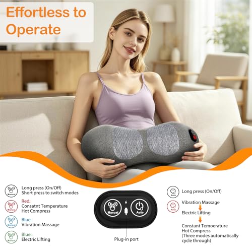 Smooth Spine Triple Fusion Back Massager with Heat - Sciatica Pain Relief & Spine Decompression Device, Deep Tissue Massager for Lower Back Pain, Office Chair and Home Use for Chronic Sufferers - color: Black