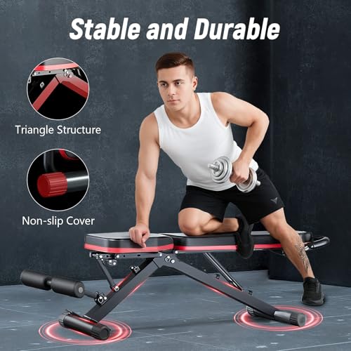 2026 ALSO GO New Adjustable Weight Bench, Workout Benches with Leg Extension, Foldable Incline Decline Bench Press, Roman Chair, Full Body Strength Training Equipment for Home Gym