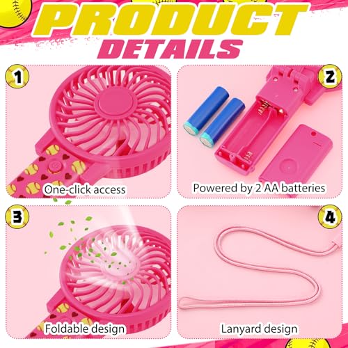 24 Pcs Softball Team Gifts, Include 12 Cooling Towels 40'' x 12'' Workout Towels 12 Portable Fan Handheld Fan for Souvenir Rewards Gift Filler Sport Party Favors